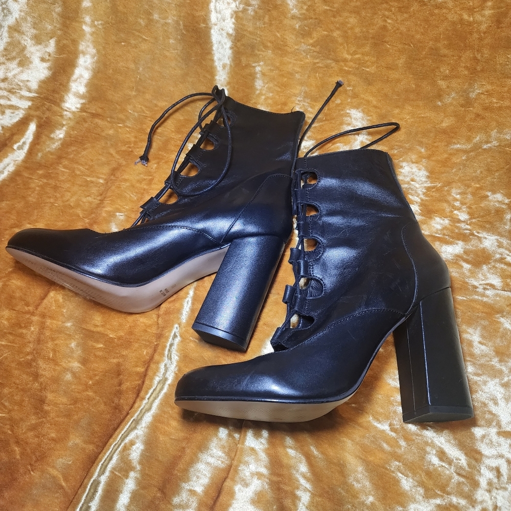 REXEY Leather Lace Up Booties - Steve Madden